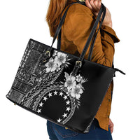 Kia Orana Cook Islands Leather Tote Bag Tiare and Stars LT7 - Polynesian Pride