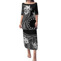 Kia Orana Cook Islands Puletasi Tiare and Stars LT7 Long Dress Black - Polynesian Pride