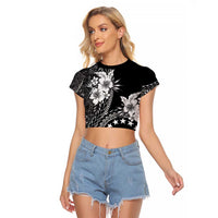 Kia Orana Cook Islands Raglan Cropped T Shirt Tiare and Stars