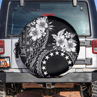 Kia Orana Cook Islands Spare Tire Cover Tiare and Stars LT7 Black - Polynesian Pride