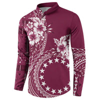 Kia Orana Cook Islands Button Sweatshirt Tiare and Stars - Maroon LT7 - Polynesian Pride