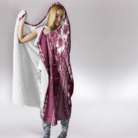Kia Orana Cook Islands Hooded Blanket Tiare and Stars - Maroon LT7 - Polynesian Pride