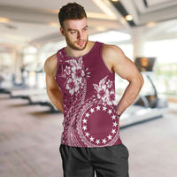 Kia Orana Cook Islands Men Tank Top Tiare and Stars - Maroon LT7 Maroon - Polynesian Pride