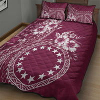 Kia Orana Cook Islands Quilt Bed Set Tiare and Stars - Maroon LT7 - Polynesian Pride