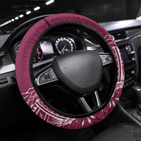 Kia Orana Cook Islands Steering Wheel Cover Tiare and Stars - Maroon LT7 Universal Fit Maroon - Polynesian Pride