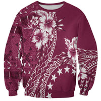 Kia Orana Cook Islands Sweatshirt Tiare and Stars - Maroon LT7 Unisex Maroon - Polynesian Pride