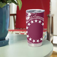 Kia Orana Cook Islands Tumbler Cup Tiare & Stars - Maroon LT7 - Polynesian Pride