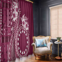 Kia Orana Cook Islands Window Curtain Tiare and Stars - Maroon LT7 - Polynesian Pride