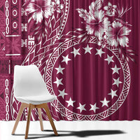 Kia Orana Cook Islands Window Curtain Tiare and Stars - Maroon LT7 - Polynesian Pride