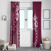Kia Orana Cook Islands Window Curtain Tiare and Stars - Maroon LT7 - Polynesian Pride