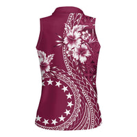 Kia Orana Cook Islands Women Sleeveless Polo Shirt Tiare and Stars - Maroon