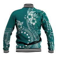 Kia Orana Cook Islands Baseball Jacket Tiare and Stars - Teal LT7 - Polynesian Pride