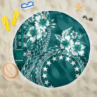 Kia Orana Cook Islands Beach Blanket Tiare and Stars - Teal LT7 One Size 150cm Teal - Polynesian Pride