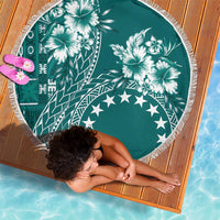 Kia Orana Cook Islands Beach Blanket Tiare and Stars - Teal LT7 - Polynesian Pride