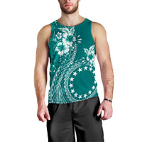 Kia Orana Cook Islands Men Tank Top Tiare and Stars - Teal LT7 - Polynesian Pride