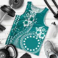 Kia Orana Cook Islands Men Tank Top Tiare and Stars - Teal LT7 - Polynesian Pride