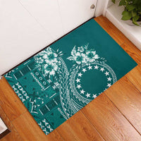 Kia Orana Cook Islands Rubber Doormat Tiare and Stars - Teal LT7 - Polynesian Pride