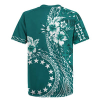Kia Orana Cook Islands Rugby Jersey Tiare and Stars - Teal LT7 - Polynesian Pride