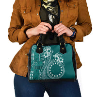 Kia Orana Cook Islands Shoulder Handbag Tiare and Stars - Teal