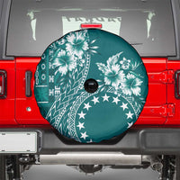 Kia Orana Cook Islands Spare Tire Cover Tiare and Stars - Teal LT7 - Polynesian Pride