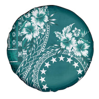Kia Orana Cook Islands Spare Tire Cover Tiare and Stars - Teal LT7 - Polynesian Pride