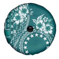 Kia Orana Cook Islands Spare Tire Cover Tiare and Stars - Teal LT7 - Polynesian Pride