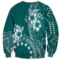 Kia Orana Cook Islands Sweatshirt Tiare and Stars - Teal LT7 - Polynesian Pride