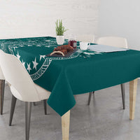 Kia Orana Cook Islands Tablecloth Tiare and Stars - Teal LT7 - Polynesian Pride