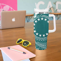 Kia Orana Cook Islands Tumbler With Handle Tiare & Stars - Teal LT7 - Polynesian Pride