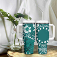Kia Orana Cook Islands Tumbler With Handle Tiare & Stars - Teal LT7 - Polynesian Pride