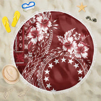 Kia Orana Cook Islands Beach Blanket Tiare and Stars - Scarlet LT7 One Size 150cm Red - Polynesian Pride