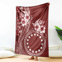Kia Orana Cook Islands Blanket Tiare and Stars - Scarlet LT7 - Polynesian Pride