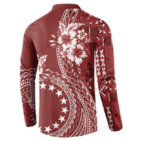 Kia Orana Cook Islands Button Sweatshirt Tiare and Stars - Scarlet LT7 - Polynesian Pride