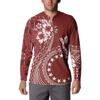 Kia Orana Cook Islands Button Sweatshirt Tiare and Stars - Scarlet LT7 - Polynesian Pride