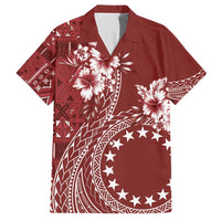 Kia Orana Cook Islands Family Matching Long Sleeve Bodycon Dress and Hawaiian Shirt Tiare and Stars - Scarlet