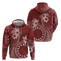 Kia Orana Cook Islands Hoodie Tiare and Stars - Scarlet LT7 - Polynesian Pride