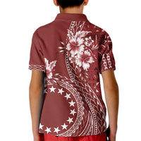Kia Orana Cook Islands Kid Polo Shirt Tiare and Stars - Scarlet