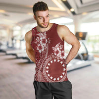 Kia Orana Cook Islands Men Tank Top Tiare and Stars - Scarlet LT7 Red - Polynesian Pride