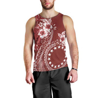 Kia Orana Cook Islands Men Tank Top Tiare and Stars - Scarlet LT7 - Polynesian Pride