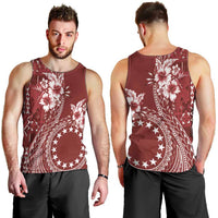 Kia Orana Cook Islands Men Tank Top Tiare and Stars - Scarlet LT7 - Polynesian Pride