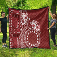 Kia Orana Cook Islands Quilt Tiare and Stars - Scarlet