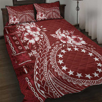 Kia Orana Cook Islands Quilt Bed Set Tiare and Stars - Scarlet LT7 Red - Polynesian Pride
