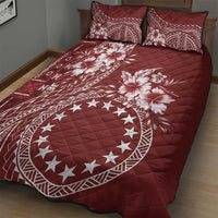 Kia Orana Cook Islands Quilt Bed Set Tiare and Stars - Scarlet LT7 - Polynesian Pride