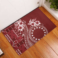 Kia Orana Cook Islands Rubber Doormat Tiare and Stars - Scarlet LT7 - Polynesian Pride