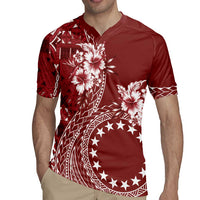 Kia Orana Cook Islands Rugby Jersey Tiare and Stars - Scarlet LT7 - Polynesian Pride