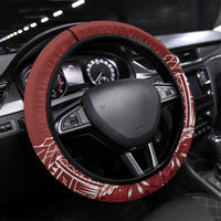 Kia Orana Cook Islands Steering Wheel Cover Tiare and Stars - Scarlet LT7 Universal Fit Red - Polynesian Pride