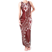 Kia Orana Cook Islands Tank Maxi Dress Tiare and Stars - Scarlet LT7 Women Red - Polynesian Pride