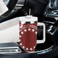 Kia Orana Cook Islands Tumbler With Handle Tiare & Stars - Scarlet LT7 - Polynesian Pride