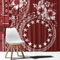 Kia Orana Cook Islands Window Curtain Tiare and Stars - Scarlet LT7 - Polynesian Pride