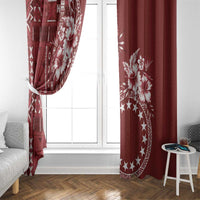 Kia Orana Cook Islands Window Curtain Tiare and Stars - Scarlet LT7 - Polynesian Pride